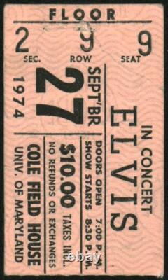 Elvis Presley-1974 RARE Concert Ticket Stub (College Park, MD-Cole Field House)