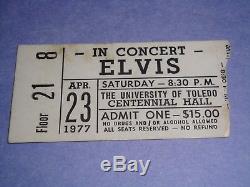 Elvis Presley 1977 Original Concert Ticket Stub Toledo Ohio April 23 1977 USA