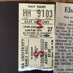 Elvis Presley 6/27/74 Indiana University Concert Ticket Stub +folio + Article E2