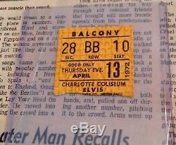 Elvis Presley April 13 1972 Charlotte NC Concert ticket stub Used Handkerchief