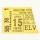 Elvis Presley Concert Ticket Stub April 15, 1972 Macon Ga