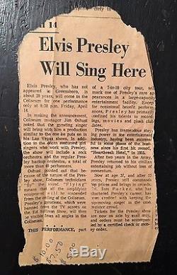 Elvis Presley Concert Ticket Stub Pair News Paper Clippings Vintage Memorabilia