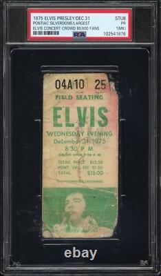Elvis Presley Concert Ticket Stub Pontiac Silverdome 60,500 Fans PSA 12/31/1975