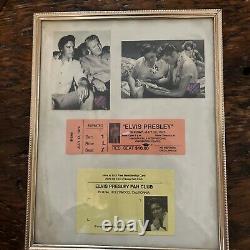 Elvis Presley Framed Concert Ticket Fan Club And Postcard