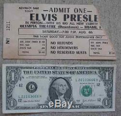 Elvis Presley Large 1956 Concert Ticket Stub Miami, Florida