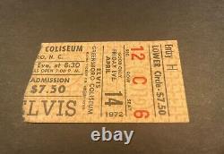 Elvis Presley concert ticket stub Greensboro North Carolina 1972! Elvis On Tour