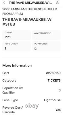 Eminem Anger Management Tour Concert Ticket Stub 4/24/2000 Milwaukee Pop 1 Psa