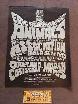 Eric Burdon The Animals Concert Ticket Stub Unused & Flyer 3-25-67 Oakland Ca