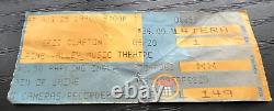 Eric Clapton 1990 Tour Alpine Valley Concert Ticket Stub! Stevie Ray Vaughan