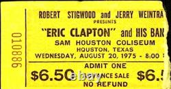Eric Clapton & His Band Concert Ticket Stub Sam Houston Coliseum Texas 8/20/1975