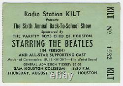Extremely Rare Beatles 1965 Concert Ticket Stub Sam Houston Coliseum