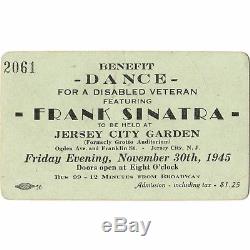 FRANK SINATRA Dance Concert Ticket Stub JERSEY CITY NJ 11/30/45 GARDENS Rare