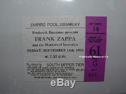 FRANK ZAPPA 1973 Concert Ticket Stub WEMBLEY U. K. Empire Pool London MEGA RARE
