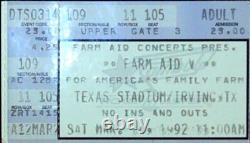 Farm Aid V Concert Ticket Stub Texas Stadium Irving TX Willie Nelson 3/14/1992