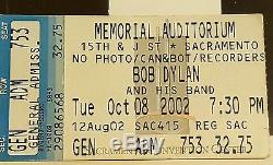 Framed Bob Dylan Concert Poster withTicket Stub Sacramento, CA 10/8&9/2002