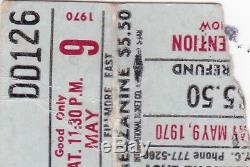 Frank Zappa Fillmore East Mothers Of Invention 1970 Concert Ticket Stub