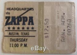 Frank Zappa Original Signed Concert Ticket Stub, Austin