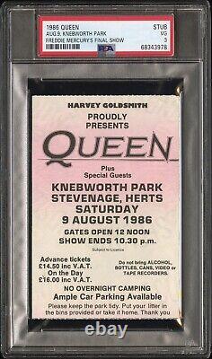 Freddie Mecury Final Performance Concert Ticket Stub 1986 Queen 8/9/86 Psa 3 Vg