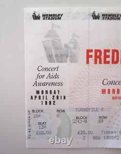 Freddie Mercury'UNUSED' 1992 Tribute Concert Ticket + Stub Wembley (Queen) VG