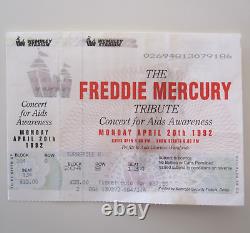 Freddie Mercury'UNUSED' 1992 Tribute Concert Ticket + Stub Wembley (Queen) VG