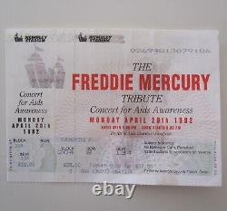 Freddie Mercury'UNUSED' 1992 Tribute Concert Ticket + Stub Wembley (Queen) VG