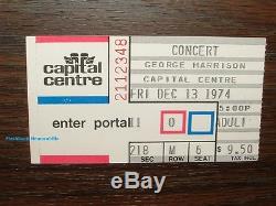 GEORGE HARRISON 1974 Concert Ticket Stub CAPITAL CENTRE D. C. Beatles MEGA RARE