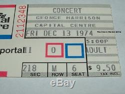 GEORGE HARRISON 1974 Concert Ticket Stub CAPITAL CENTRE D. C. Beatles MEGA RARE