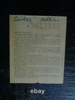GEORGE HARRISON CONCERT FOR BANGLADESH 1971 Original CONCERT TICKET STUB