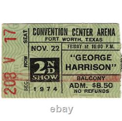 GEORGE HARRISON Concert Ticket Stub FORT WORTH TEXAS 11/22/74 THE BEATLES Rare