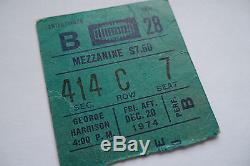 GEORGE HARRISON Original 1974 CONCERT Ticket STUB Madison Square Garden, NYC