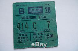 GEORGE HARRISON Original 1974 CONCERT Ticket STUB Madison Square Garden, NYC