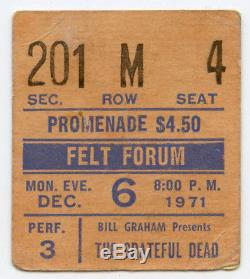 GRATEFUL DEAD 1971 Concert Ticket Stub FELT FORUM