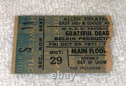 GRATEFUL DEAD 1971 ORIGINAL CONCERT TICKET STUB Cleveland Jerry Garcia Bob Weir