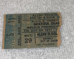 GRATEFUL DEAD 1971 ORIGINAL CONCERT TICKET STUB Cleveland Jerry Garcia Bob Weir