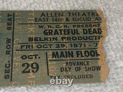 GRATEFUL DEAD 1971 ORIGINAL CONCERT TICKET STUB Cleveland Jerry Garcia Bob Weir
