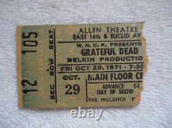 GRATEFUL DEAD 1971 Original CONCERT TICKET STUB Cleveland