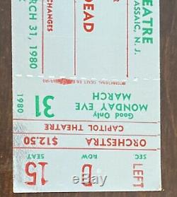 GRATEFUL DEAD Concert Ticket Stub PASSAIC 3/31/80 CAPITOL THEATRE SILVER FOIL