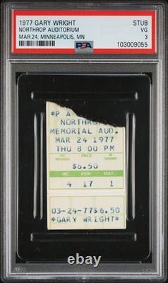 Gary Wright Concert Ticket Stub PSA Northrop Auditorium Minneapolis MN 3/2/1977