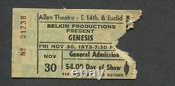 Genesis 1973 concert ticket stub Cleveland, Selling England By The Pound Gabriel