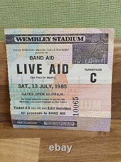Genuine Rare Live Aid Ticket Stub From1985 Concert at Wembley with Queen, U2