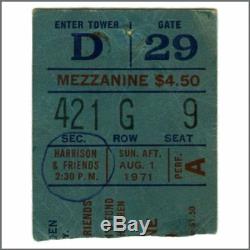 George Harrison 1971 Concert For Bangladesh Concert Ticket Stub (USA)