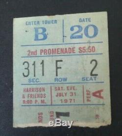 George Harrison & Friends Concert for Bangladesh Ticket Stub Sat. 7/3 1971 -MSG