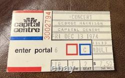 George Harrison Of Beatles Rare Concert Ticket Stub Landover, MD 12/13/1974