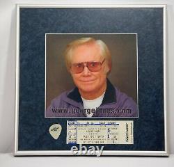 George Jones Custom Framed Guitar Pick & Ticket Stub Live Concert One of a Kind