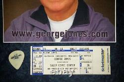 George Jones Custom Framed Guitar Pick & Ticket Stub Live Concert One of a Kind