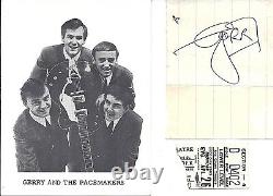 Gerry and the Pacemakers 1965 Original Autograph, Concert Ticket Stub, Mgt. Card