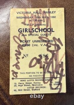 Girlschool Rare Autographed Signed Concert Ticket Stub Hanley, England 5/19/1982