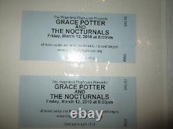 Grace Potter 3/12/2010 Ticket Stubs - Set List - Sticker - Show Boo