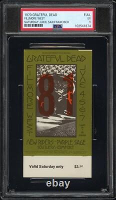 Grateful Dead Concert PSA Ticket Stub Fillmore Saturday 6/6/1970 San Francisco