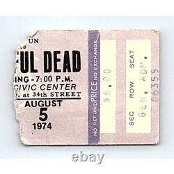 Grateful Dead Concert Ticket Stub August 5 1974 Philadelphia Pennsylvania